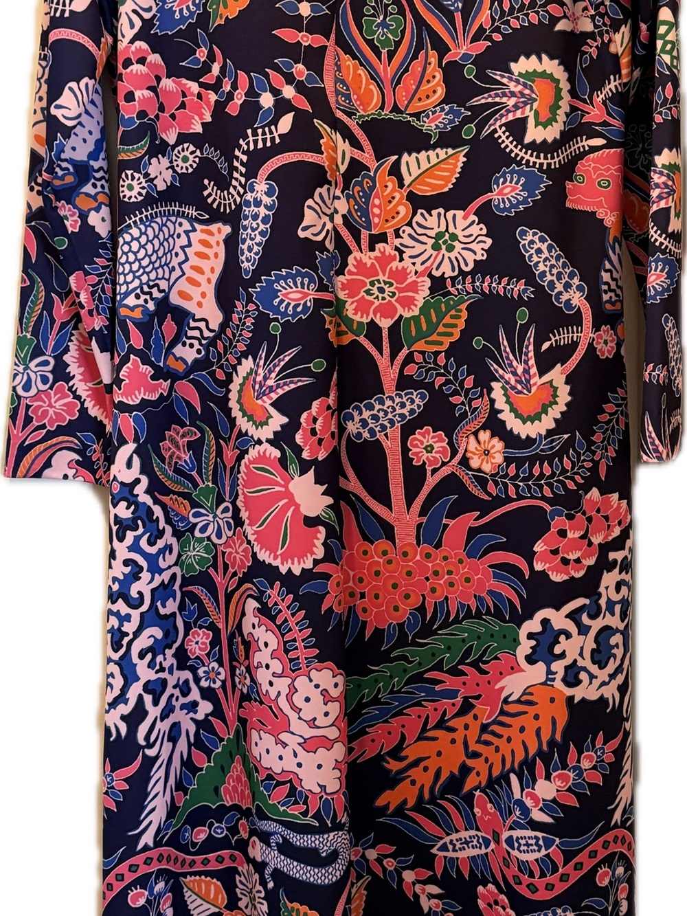 CK Bradley Long Sleeve Floral Maxi Dress in Navy and Pink EUC - Picture 4 of 4